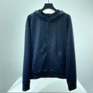 HOODIE ZIP-UP BLACK & BLUE MONOGRAM