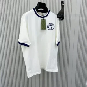 T-SHIRT WHITE & BLUE EMBROIDERED LOGO 2023