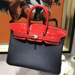 TOP Birkin bag Crocodile skin+togo Handmade 25,30.35cm togo H BAG