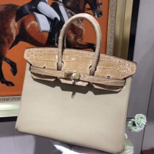 TOP Birkin bag Crocodile skin+togo Handmade 25,30.35cm togo H BAG(9)